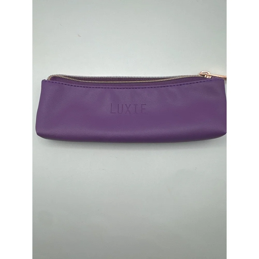 Luxie Eye Makeup Brush Set 4‎ Brushes Sponge and Purple Vegan Leather Pouch Mint